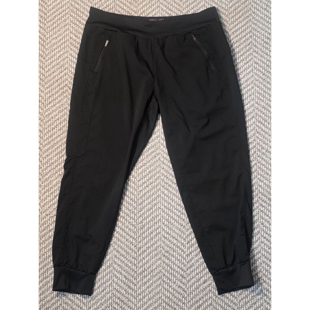 Healing Hands Purple Label Yoga Scrub Pants Womens Large Petite LP Black